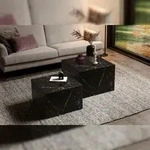 SalesFever Couchtisch 2er Set | quadratisch | Melaminfolie in Marmoroptik