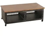 Mendler Couchtisch HWC-N28, Sofatisch, Rollen 2 F&auml;cher, 3D-Struktur Industrial...