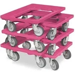 BRB 6x Logistikroller f&uuml;r Beh&auml;lter 600 x 400 mm, Tragkraft 250 kg, Farbe pink