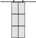 vidaXL Schiebet&uuml;r mit Beschlag Schwarz 76x205 cm Hartglas