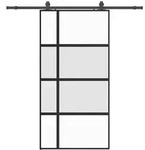 vidaXL Schiebet&uuml;r mit Beschlag Schwarz 102,5x205 cm Hartglas