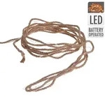 EDM FESTE BATTERIEBETRIEBENE GIRLANDE 50 MIKROLEDS JUTE-SEIL WARMWEISSES LICHT 5,03 M