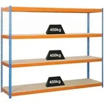PROREGAL Schwerlastregal WOOD YETI FOUR | HxBxT 200x150x60cm | Fachlast 400kg 