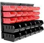 Baumarktplus Stapelboxen mit Wandregal rot 32 tlg, Kleinteilemagazin