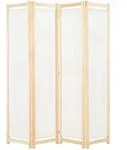 vidaXL 4-teiliger Raumteiler Cremewei&szlig; 160 x 170 x 4 cm Stoff