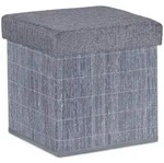 Relaxdays Sitzhocker mit Stauraum, gepolstert, faltbar, Bambus, Stoff, HBT: 36 x 35 x