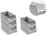 PROREGAL 5x Graue Sichtlagerbox 4.1 mit Griffstange & Abdeckung | HxBxT...