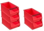 PROREGAL 5x Rote Sichtlagerbox 4.1 mit Griffstange | HxBxT 15x20x35cm | 7,2...