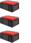 PROREGAL SparSet 3x Eurobox NextGen Seat Box Rot, HxBxT 26,5x40x60cm, 44 Liter,