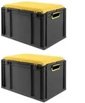 PROREGAL SparSet 2x Eurobox NextGen Seat Box Gelb, HxBxT 36,5x40x60cm, 65 Liter,