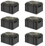 PROREGAL SparSet 6x Eurobox NextGen Seat Box Camouflage, HxBxT 26,5x30x40cm, 20