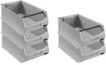 PROREGAL 5x Graue Sichtlagerbox 5.1 mit Griffstange | HxBxT 20x30x50cm | 21,8...