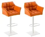 CLP 2er Set Barhocker Damaso Kunstleder orange/wei&szlig;