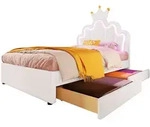 OKWISH Polsterbett 90x200 mit verstellbarem Kopfteil, 2 Schubladen und