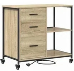 vidaXL B&uuml;roschrank mit Rad Sonoma Eiche 76 x 41 x 72 cm Holzwerkstoff