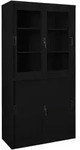 vidaXL B&uuml;roschrank mit Schiebet&uuml;r Schwarz 90x40x180 cm Stahl