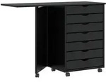 vidaXL Rollschrank mit Schreibtisch MOSS Schwarz Massivholz Kiefer