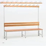 Garderobenbank mit Haken 1-seitig mit Schuhrost HxBxT 170x200x30cm Marke SZAGATO 