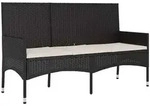 vidaXL Gartenbank 3-Sitzer mit Kissen Schwarz Poly Rattan