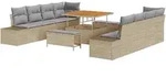 vidaXL 11-teiliges Garten Sofa Set mit Kissen Beige Poly Rattan Akazie