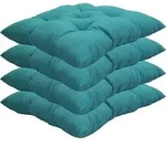 Stuhlkissen 4er Set 38x38 cm Aqua - Gepolstertes Sitzkissen f&uuml;r Indoor und...