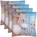 Bestlivings Outdoor Kissen mit Strandmotiv - Beach Time - 4 St&uuml;ck ( 4er Pack )