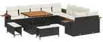 vidaXL Garten-Sofa-Set 13 pcs Schwarz und Creme 100 x 100 x 71 cm