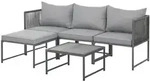 SVITA DETROIT Polyrattan Gartenlounge Modular Ecksofa Tisch Inklusive Kissen Grau