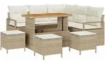 vidaXL Garten-Sofa-Set mit Kissen mit Speicher 9 pcs Beige und Creme