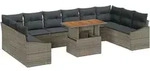 vidaXL Garten-Sofa-Set mit Speicher 11 pcs Grau Poly Rattan