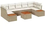 vidaXL Garten-Sofa-Set mit Kissen 8 pcs Beige Poly Rattan