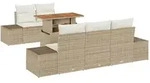 vidaXL Garten-Sofa-Set mit Speicher 6 pcs Beige Poly Rattan