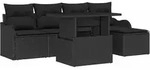 vidaXL Garten-Sofa-Set mit Kissen 6 pcs Schwarz Poly Rattan
