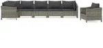 vidaXL 7-tlg. Garten-Lounge-Set mit Kissen Grau Poly Rattan