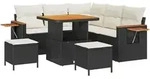 vidaXL 8-teiliges Garten Sofa Set mit Kissen Schwarz Poly Rattan Akazie