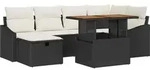 vidaXL Garten-Sofa-Set 7 pcs Schwarz Poly-Rattan