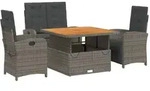 vidaXL 4-tlg. Garten-Essgruppe mit Kissen Grau Poly Rattan