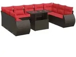 vidaXL 10-tlg. Garten-Sofagarnitur mit Kissen Braun Poly Rattan Akazie