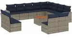 vidaXL 13-tlg. Garten-Sofagarnitur mit Kissen Grau Poly Rattan