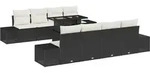 vidaXL Garten-Sofa-Set mit Kissen 7 pcs Schwarz und Creme