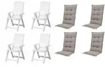PROGARDEN Pro Garden Tampa SET bestehend aus 4x Klappsessel wei&szlig;, 4x Auflage...