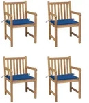 vidaXL Gartenst&uuml;hle 4 Stk. mit K&ouml;nigsblauen Kissen Massivholz Teak