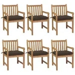 vidaXL Gartenst&uuml;hle 6 Stk. mit Taupe Kissen Massivholz Teak