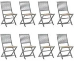 vidaXL Klappbare Gartenst&uuml;hle 8 Stk. mit Kissen Massivholz Akazie