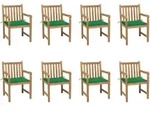 vidaXL Gartenst&uuml;hle 8 Stk. mit Gr&uuml;nen Kissen Massivholz Teak