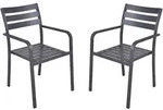 DELUKE Gartenstuhl 2er Set WILMA - Aluminium, Anthrazit | Gartenst&uuml;hle Wetterfest