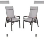 DELUKE Gartenstuhl 2er Set LUCIA verstellbar - Teak, Schwarz | Hochlehner...