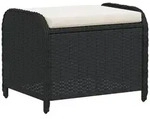 vidaXL Gartenhocker mit Kissen Schwarz 58x46x46 cm Poly Rattan