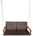 DELUKE Garten-H&auml;ngebank KIEL braun - 131cm Breit, Akazie, Braun, mit Armlehne 