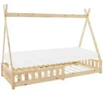 ML-Design Kinderbett Tipi 90x200 cm Natur mit Matratze H:10 cm, Rausfallschutz &